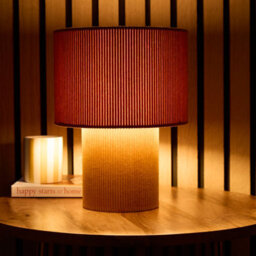 K Living Tokyo Beautifully Crafted Brown Velvet Stripe Table Lamp