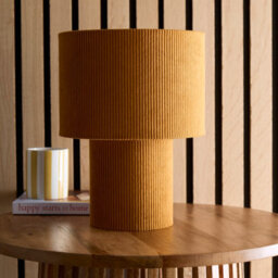 K Living Tokyo Beautifully Crafted Brown Velvet Stripe Table Lamp - thumbnail 2