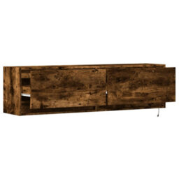 Berkfield Durable Tv Wall Cabinet With Led Lights Smoked Oak 140X31X38 Cm - thumbnail 9