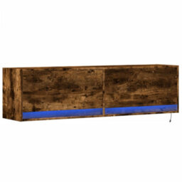 Berkfield Durable Tv Wall Cabinet With Led Lights Smoked Oak 140X31X38 Cm - thumbnail 3
