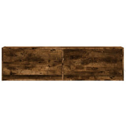 Berkfield Durable Tv Wall Cabinet With Led Lights Smoked Oak 140X31X38 Cm - thumbnail 6