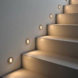 Ultra Beam Lighting Ultrabeam Round Mini Recessed Indoor Wall Light - Step And Stair Riser Light 1 Watt Led Brushed Aluminium Finish - thumbnail 5