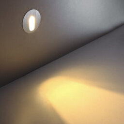 Ultra Beam Lighting Ultrabeam Round Mini Recessed Indoor Wall Light - Step And Stair Riser Light 1 Watt Led Brushed Aluminium Finish - thumbnail 1