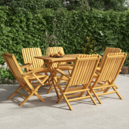 Berkfield Folding Garden Chairs 6 Pcs 61X67X90 Cm Solid Wood Teak - thumbnail 1