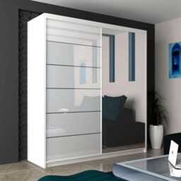 Sliding Wardrobes 4 u LTD Sliding Wardrobes 4U Fletche High Gloss Mirror Sliding Door Wardrobe In 3 Colors And 3 Sizes (White W1800mm H2000mm) - thumbnail 1