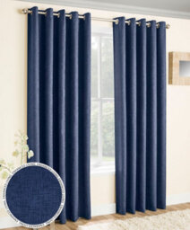 Enhanced Living Vogue Navy 46 X 90 Inch (117X229Cm) Eyelet Thermal Noise Reducing Dim Out Curtains (Pair) - thumbnail 1