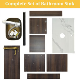 Luvodi 80Cm Bathroom Vanity Unit With Ceramic Sink Bathroom Vanity Unit, Waterproof Pvc Countertop, Copper Faucet And Hoses - thumbnail 9