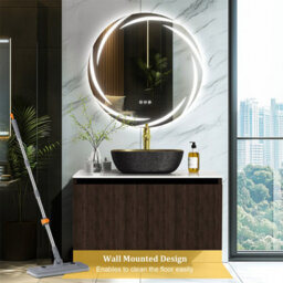 Luvodi 80Cm Bathroom Vanity Unit With Ceramic Sink Bathroom Vanity Unit, Waterproof Pvc Countertop, Copper Faucet And Hoses - thumbnail 7