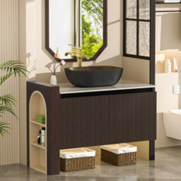 Luvodi 80Cm Bathroom Vanity Unit With Ceramic Sink Bathroom Vanity Unit, Waterproof Pvc Countertop, Copper Faucet And Hoses - thumbnail 6