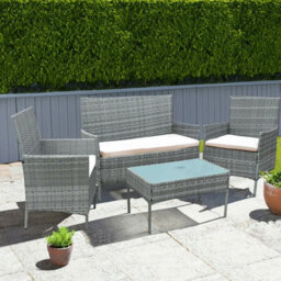 Neo Grey 4 Piece Rattan Outdoor Furniture Garden Sofa Set - thumbnail 6