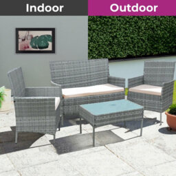 Neo Grey 4 Piece Rattan Outdoor Furniture Garden Sofa Set - thumbnail 3