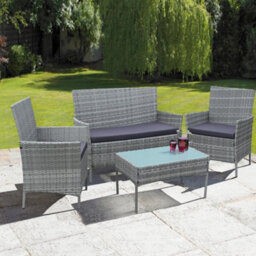Neo Grey 4 Piece Rattan Outdoor Furniture Garden Sofa Set - thumbnail 1