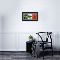 AK Frames 40X20Cm Black Classic Multi Photo Frame With Poppy Red Mount - Holds 3 Apertures (3X) 6X4 Photos - thumbnail 3