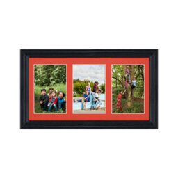 AK Frames 40X20Cm Black Classic Multi Photo Frame With Poppy Red Mount - Holds 3 Apertures (3X) 6X4 Photos - thumbnail 1