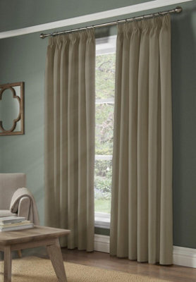 Luxury Living Essential Room Darkening Pencil Pleat Curtains Beige - image 1