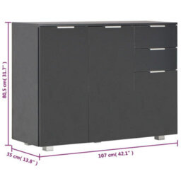 Berkfield Elegant Sideboard High Gloss Black 107X35X76 Cm - thumbnail 9