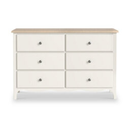 Roseland Furniture Celine Coconut White Oak Top 6 Drawer Chest - thumbnail 3