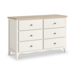Roseland Furniture Celine Coconut White Oak Top 6 Drawer Chest