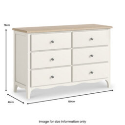 Roseland Furniture Celine Coconut White Oak Top 6 Drawer Chest - thumbnail 8