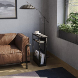 Urbn-Living Urbnliving 63Cm Height Black 3 Tier Slim Coffee Side Table Newspaper Magazine Shelf Rack Bedside Sofa End Desk - thumbnail 3
