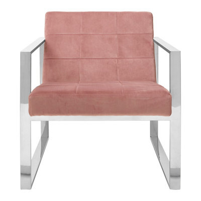 Orsina Pink Velvet Cocktail Chair, Easy To Adjust Comfy Chair, Effortless Cleaning Small Chair - image 1