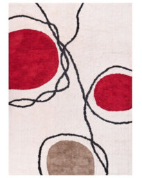 Beliani Ethos Home Hand-Tufted Cotton Rug 140 X 200 Cm Beige And Red Abstract Low Pile - thumbnail 2