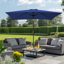 Rinse Bathrooms Outdoor Patio Garden Parasol 3X2M Sun Shade Umbrella Canopy W/crank Tilt Uv Protection Blue - thumbnail 1
