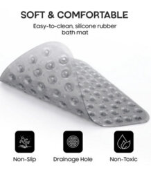 Non-Slip Corner Shower Mat 54 X 54Cm Bath Mat With Strong Suction Cups Grip & Drain Holes,  Anti-Mould, Machine Washable, Bpa-Free - thumbnail 2