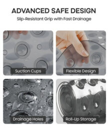 Non-Slip Corner Shower Mat 54 X 54Cm Bath Mat With Strong Suction Cups Grip & Drain Holes,  Anti-Mould, Machine Washable, Bpa-Free - thumbnail 6