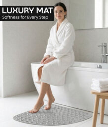 Non-Slip Corner Shower Mat 54 X 54Cm Bath Mat With Strong Suction Cups Grip & Drain Holes,  Anti-Mould, Machine Washable, Bpa-Free - thumbnail 7