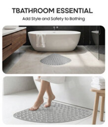 Non-Slip Corner Shower Mat 54 X 54Cm Bath Mat With Strong Suction Cups Grip & Drain Holes,  Anti-Mould, Machine Washable, Bpa-Free - thumbnail 4