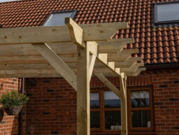 Arbor Garden Solutions Lean To Wooden Garden Pergola Kit - Sculpted Design Wall Mounted Gazebo, 3M X 3.6M (Rustic Brown Finish) - thumbnail 3
