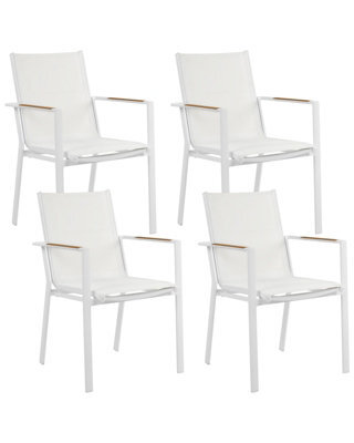 Beliani Set Of 4 Garden Chairs Busseto Metal White