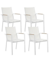 Beliani Set Of 4 Garden Chairs Busseto Metal White - thumbnail 1