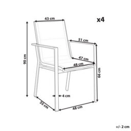 Beliani Set Of 4 Garden Chairs Busseto Metal White - thumbnail 3