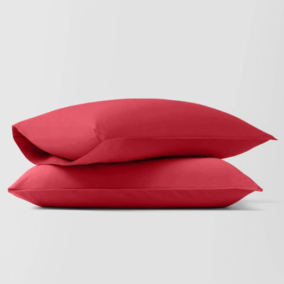 Bedlooms Dyed Pillowcase Pair- Soft Plain Pillow Covers Red Envelop Closure - Easy Care Pillowcase Bedding Set 50X75 Cm - image 1