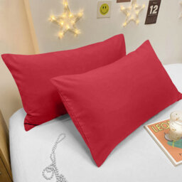 Bedlooms Dyed Pillowcase Pair- Soft Plain Pillow Covers Red Envelop Closure - Easy Care Pillowcase Bedding Set 50X75 Cm - thumbnail 8
