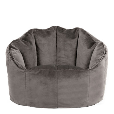 icon Sirena Scallop Chair Bean Bag Charcoal Grey Velvet Bean Bags - image 1