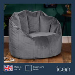 icon Sirena Scallop Chair Bean Bag Charcoal Grey Velvet Bean Bags - thumbnail 5