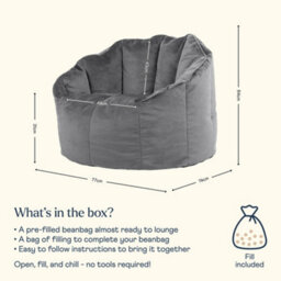 icon Sirena Scallop Chair Bean Bag Charcoal Grey Velvet Bean Bags - thumbnail 6