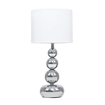Valuelights Marissa Chrome Table Lamp With White Faux Silk Shade - image 1