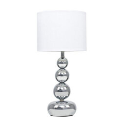 Valuelights Marissa Chrome Table Lamp With White Faux Silk Shade - thumbnail 1
