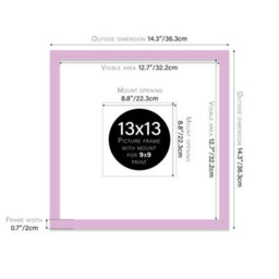 "13X13"" Lilac Picture Frame - 13X13"" Square Frame With 9X9"" Mount For 13X13""/9X9"" Pictures Vintage Style Thin Edge, 1 Pack" - thumbnail 2