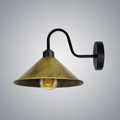 Vintage Industrial Wall Sconce E27 Brushed Brass Swan Neck Light Fixture With Bulb - image 1