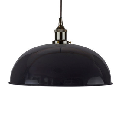 Navy Blue Worcester Painted Dome Pendant Light With Black Nickel Lamp Holder And Black Round Cable - Se Home - image 1