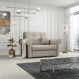 Viva I Silver Living Room Sofa Bed With Sleeping Function And Bedding Storage Polyurethane Foam 116X85X98Cm Beige - thumbnail 1