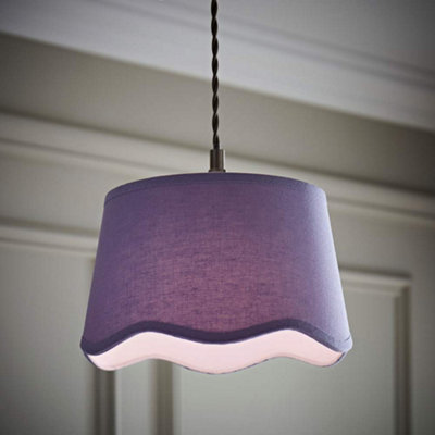 Valuelights Mabel Small Lilac Scallop Edge Linen Lamp Shade And Bulb (D)25Cm - image 1