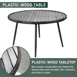 5 Pcs Luxury Rattan Dining Set, Outdoor Patio Dining Set Round Table Chairs Set With Soft Cushion - Gray Table - thumbnail 7