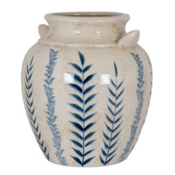 Hill Interiors Blue Flora Amphora Vase - Ceramic - L31 X W31 X H34 Cm - White - thumbnail 1
