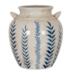 Hill Interiors Blue Flora Amphora Vase - Ceramic - L31 X W31 X H34 Cm - White - thumbnail 2